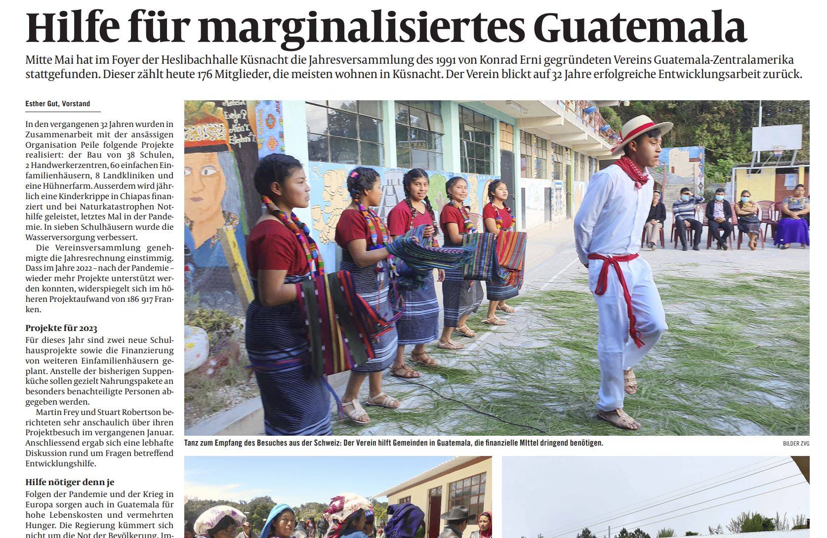 Bild - Bericht im Küsnachter - Hilfe für marginalisiertes Guatemala